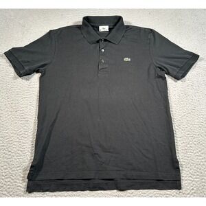 Lacoste‎ Polo Shirt Mens 4 Black Embroidered Croc Logo Golf Resortwear Preppy